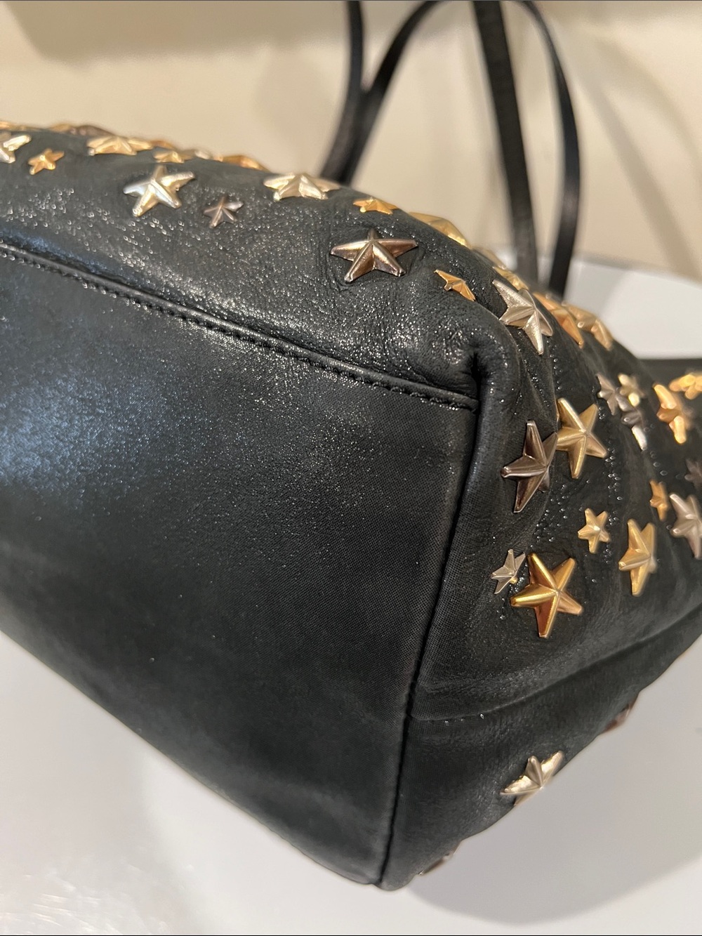 Jimmy Choo Navy Coated Star-Studded Satchel Handbag - Picture 13 of 16